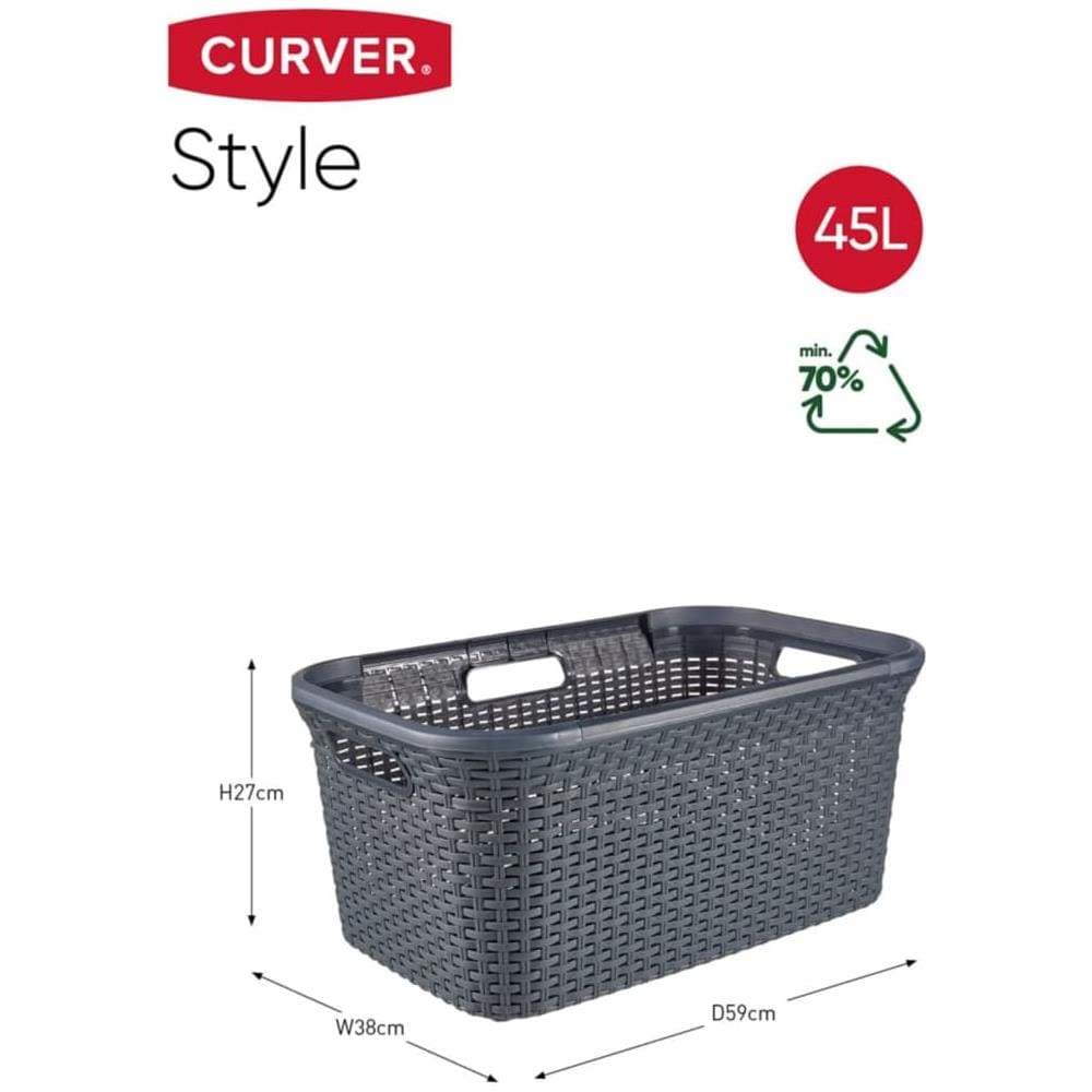 Set Di Cesti Portabiancheria Style 2x45 L Antracite - Foto 3