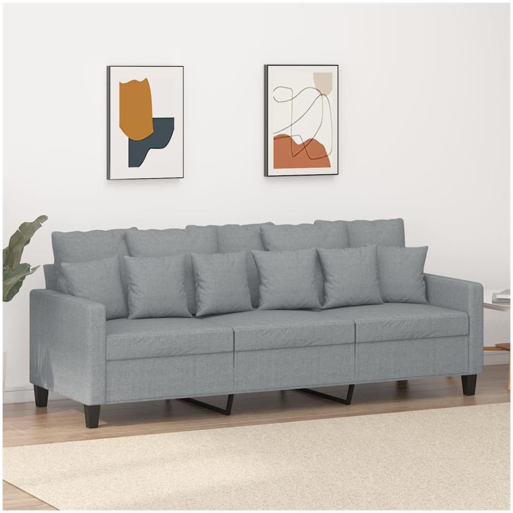 Divano A 3 Posti Grigio Chiaro 180 Cm In Tessuto - Foto 1