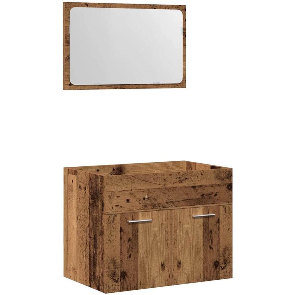 Set Mobili da Bagno 2 pz Legno Antico in Legno Multistrato - Foto 1