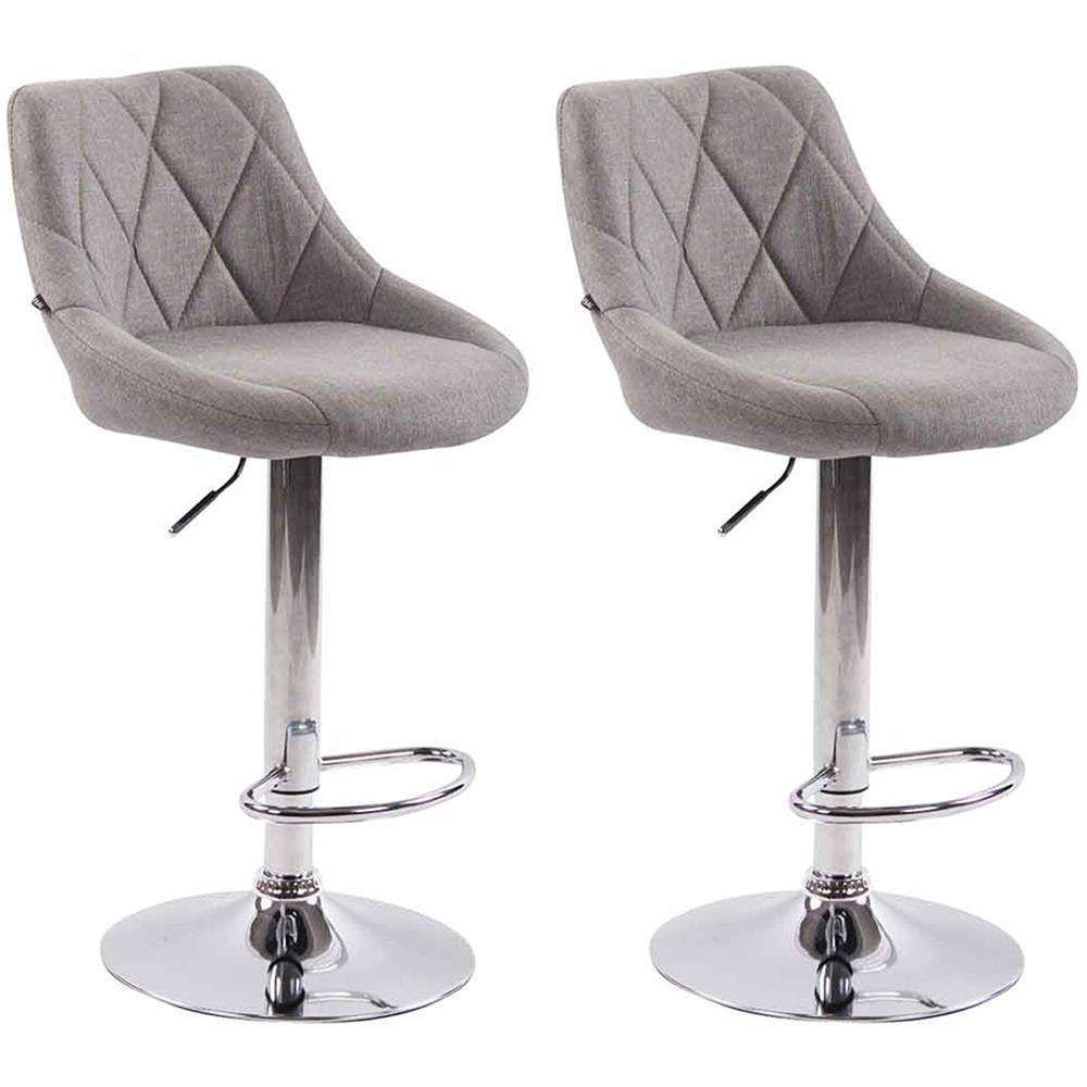 2X Sgabelli Design Lazio in Tessuto - Sedie Cucina Girevoli e Regolabili (83-104 cm) con Poggiapiedi I Sgabelli Bar Imbottiti (2 Pezzi) Grigio - Foto 1