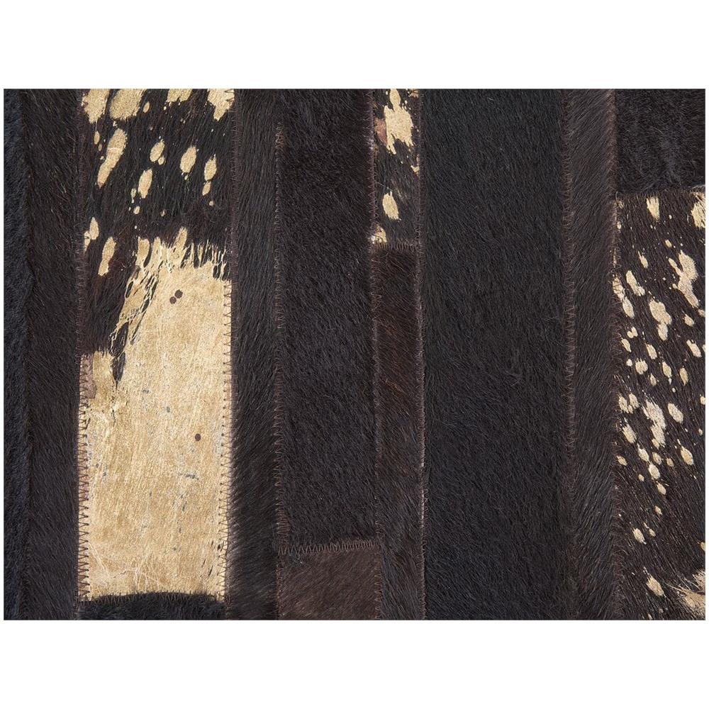 Tappeto Patchwork Nero E Oro In Pelle - 140x200cm - Artvin - Foto 8