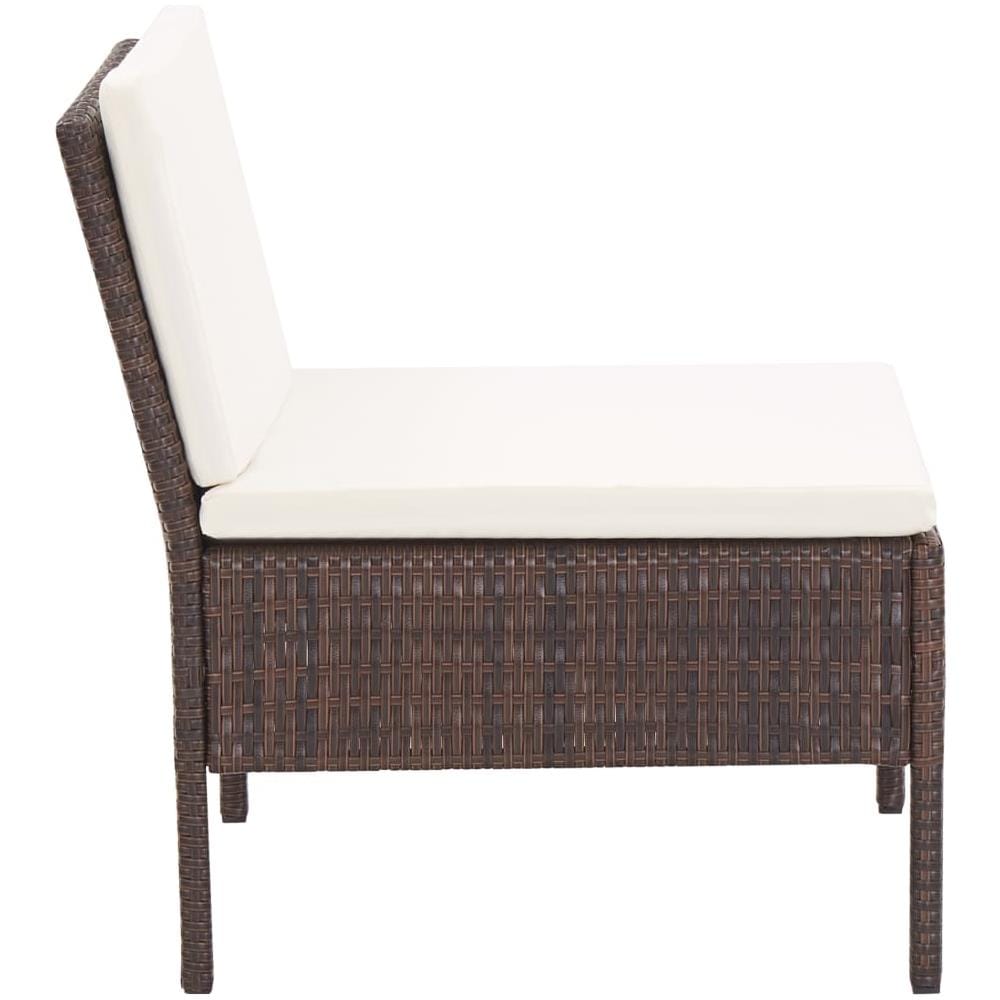 Set Divani Da Giardino 3 Pz Con Cuscini In Polyrattan Marrone - Foto 2
