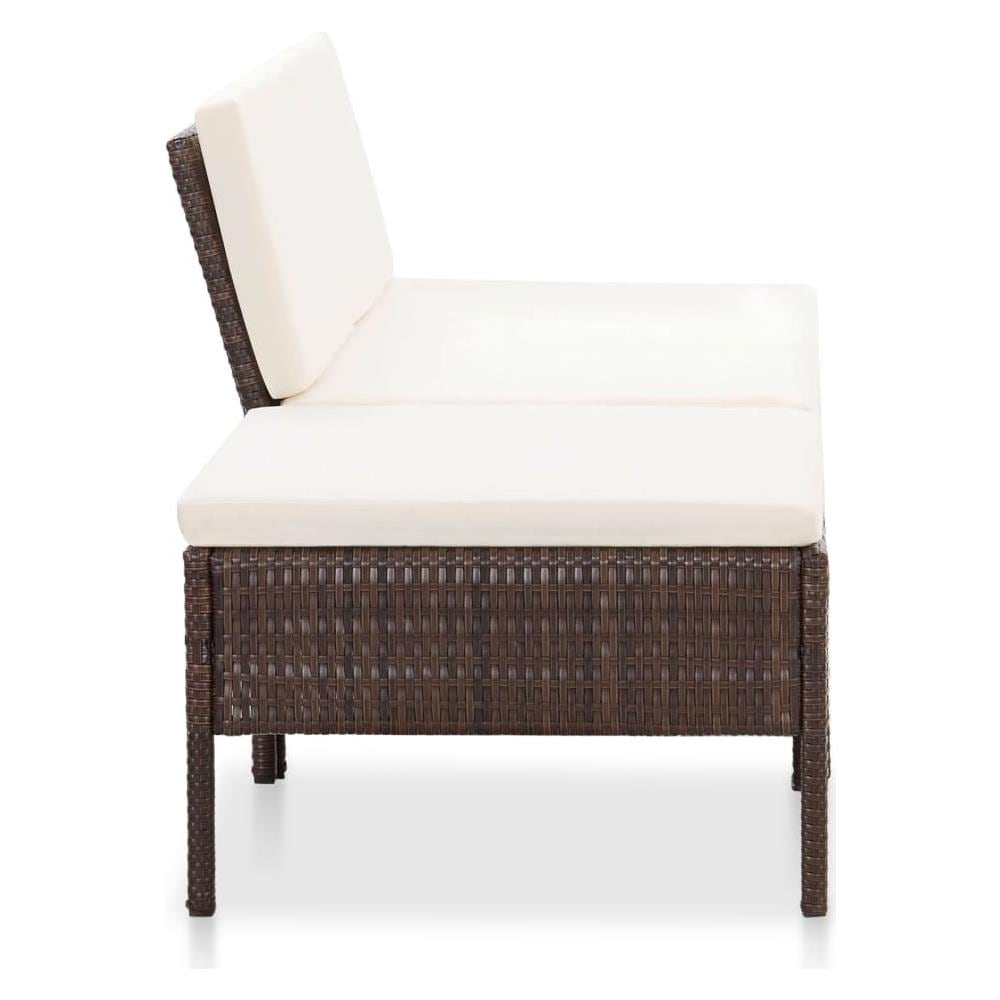 Set Divani Da Giardino 3 Pz Con Cuscini In Polyrattan Marrone - Foto 3