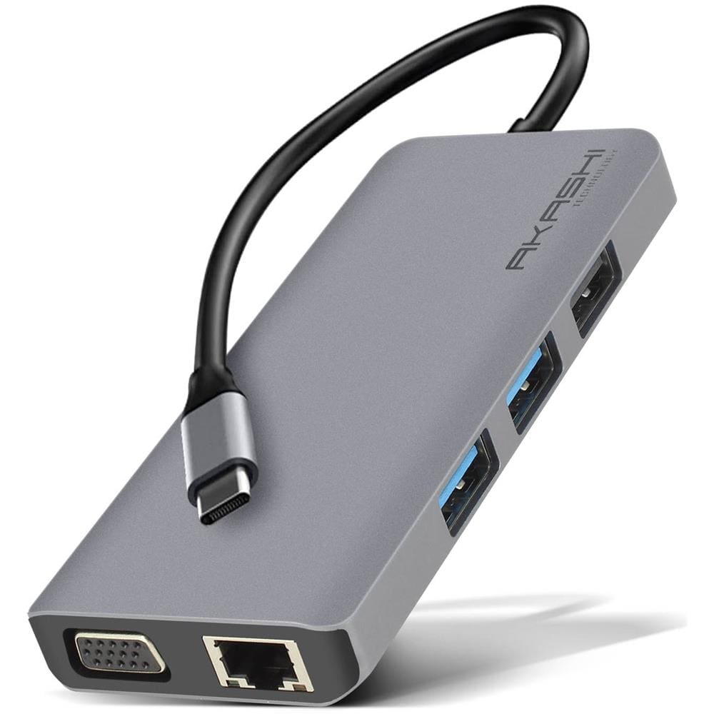 Hub Usb-c 3x Usb 1x Hdmi 1x Vga 1x Ethernet 1x Usb-c 1x Microsd /sd Grigio - Foto 1