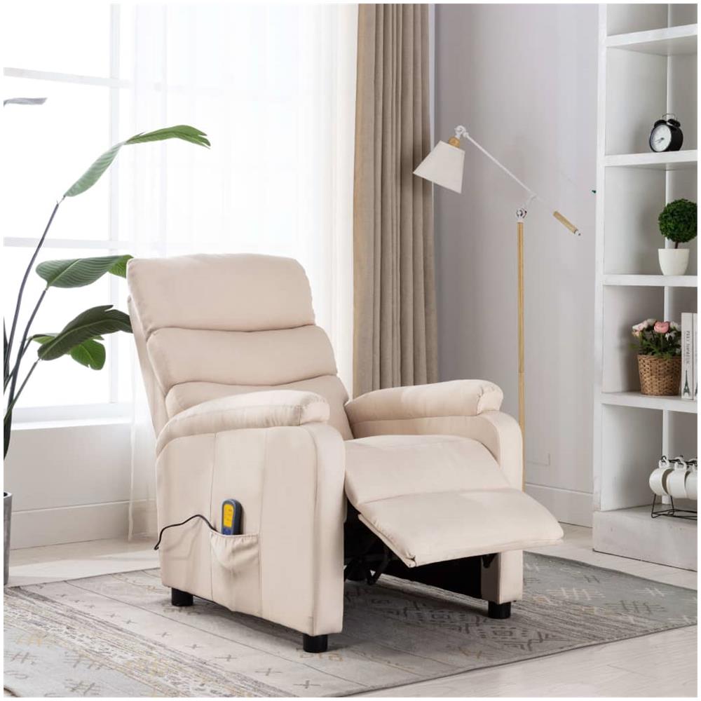 Poltrona Massaggiante Crema in Tessuto - Foto 1