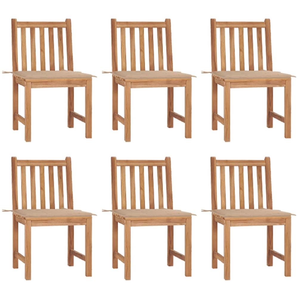 Sedie da Giardino 6 pz con Cuscini in Legno Massello di Teak - Foto 1