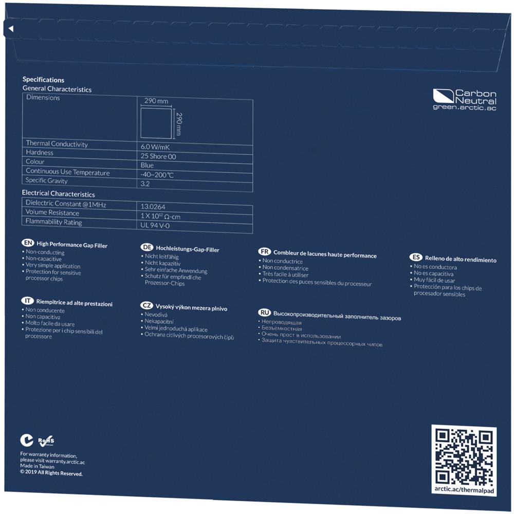Tp-2 (apt2560) Thermal Pad, 290 X 290mm X 0,5 Mm - Pad Termico - Blu - Foto 2