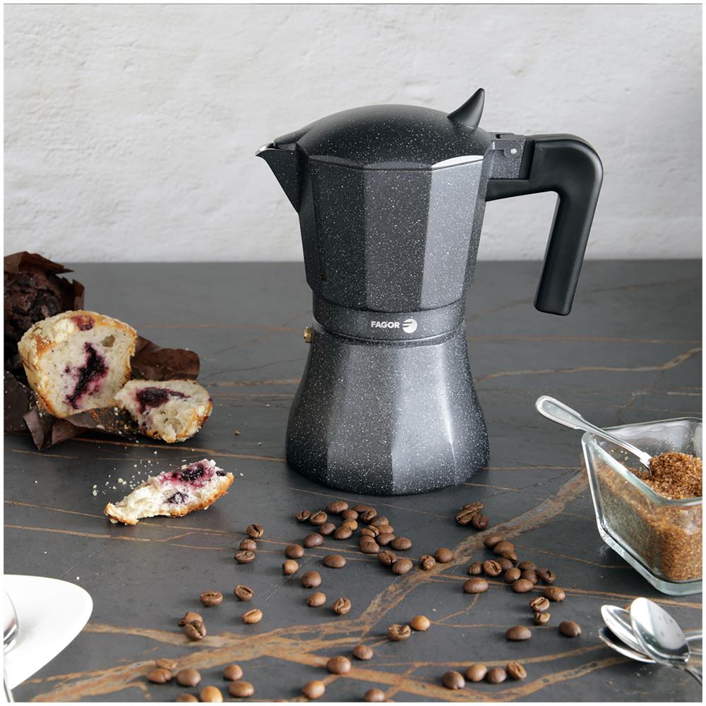 Fagor Tiramisú Caffettiera Italiana In Alluminio, Moka Tradizionale, Espresso 9 Tazze Di Caffè  Nero - Foto 5