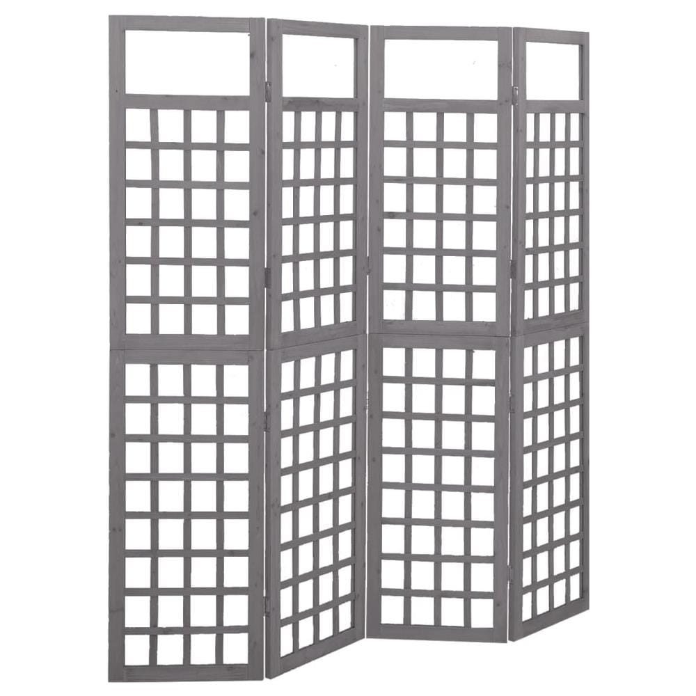 Divisorio a 4 Pannelli in Legno di Abete Grigio 161x180 cm - Foto 1