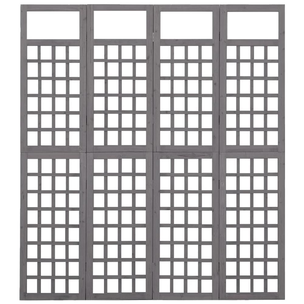Divisorio a 4 Pannelli in Legno di Abete Grigio 161x180 cm - Foto 2