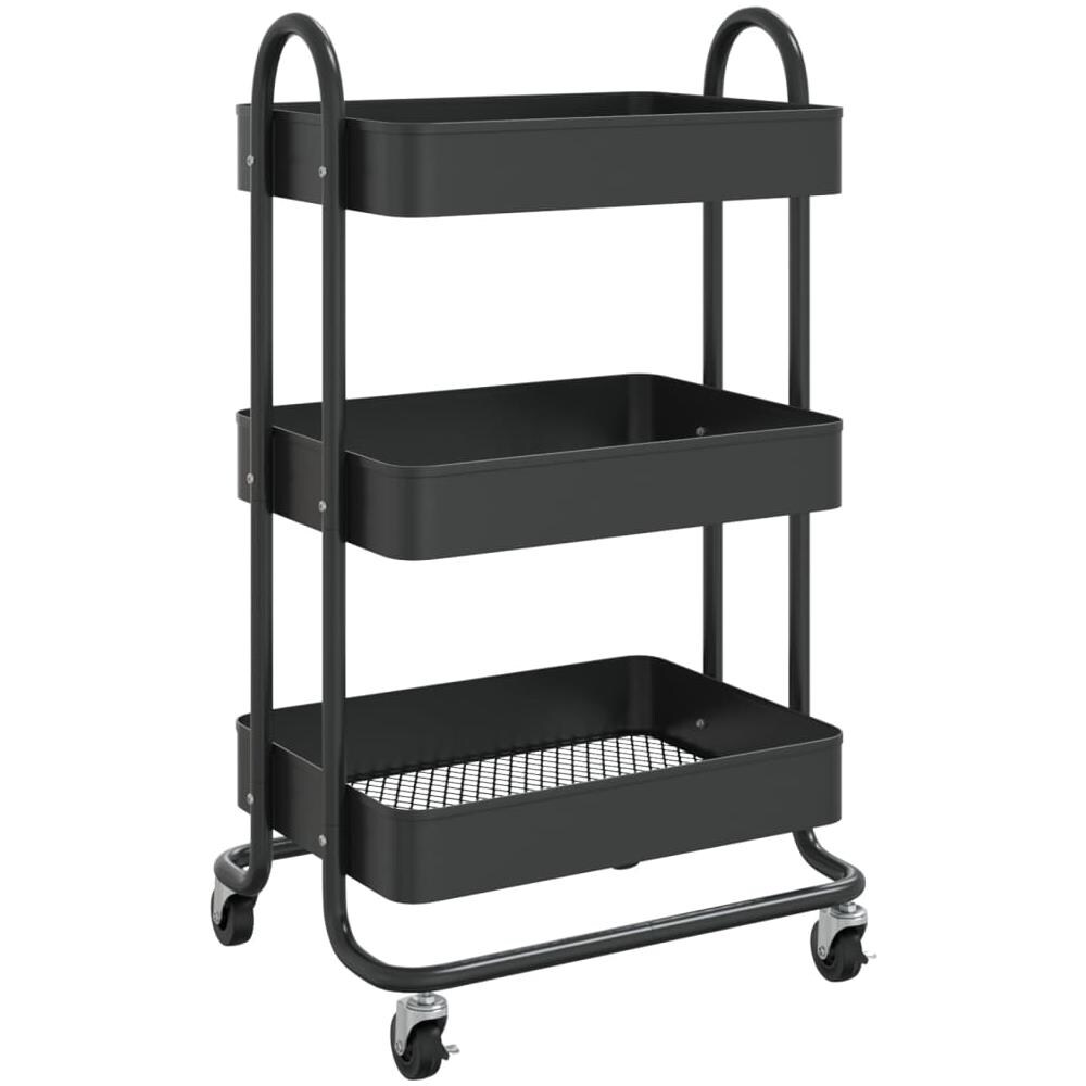 Carrello A 3 Livelli Nero 43x34x79 Cm In Acciaio - Foto 2