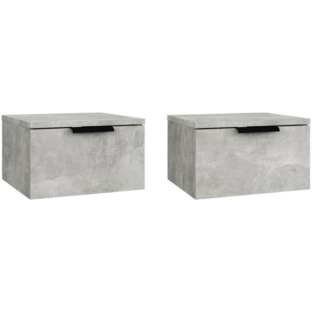 Comodini A Muro 2 Pz Grigio Cemento 34x30x20 Cm - Foto 2