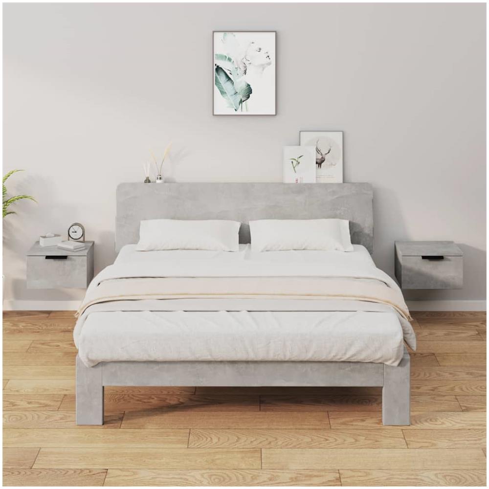 Comodini A Muro 2 Pz Grigio Cemento 34x30x20 Cm - Foto 1