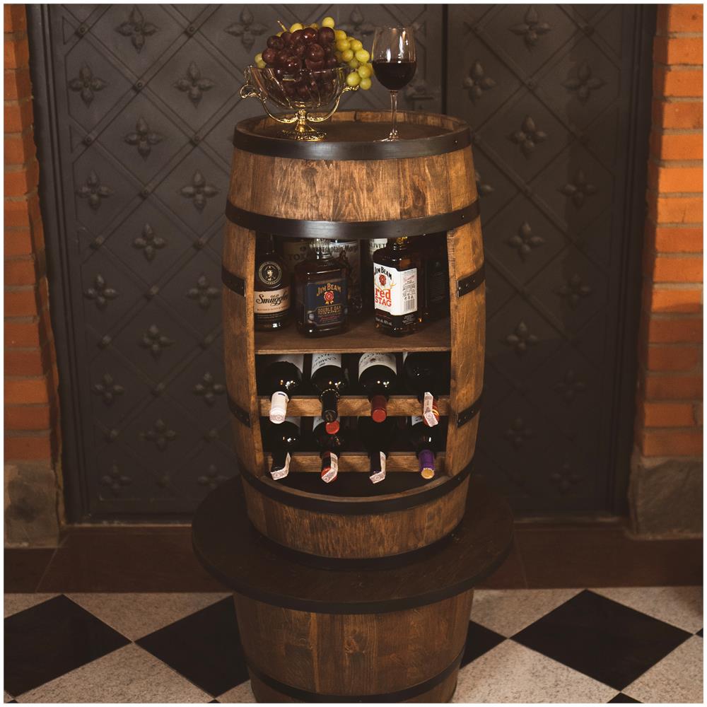 Scaffale Per Vino, Cantinetta In Legno, Barile In Legno, Da 80 Cm Di Altezza, Botte Di Vino, Scaffale Per Bottiglie Di Alcol, Portabottiglie In Legno (wenge)  - Foto 3
