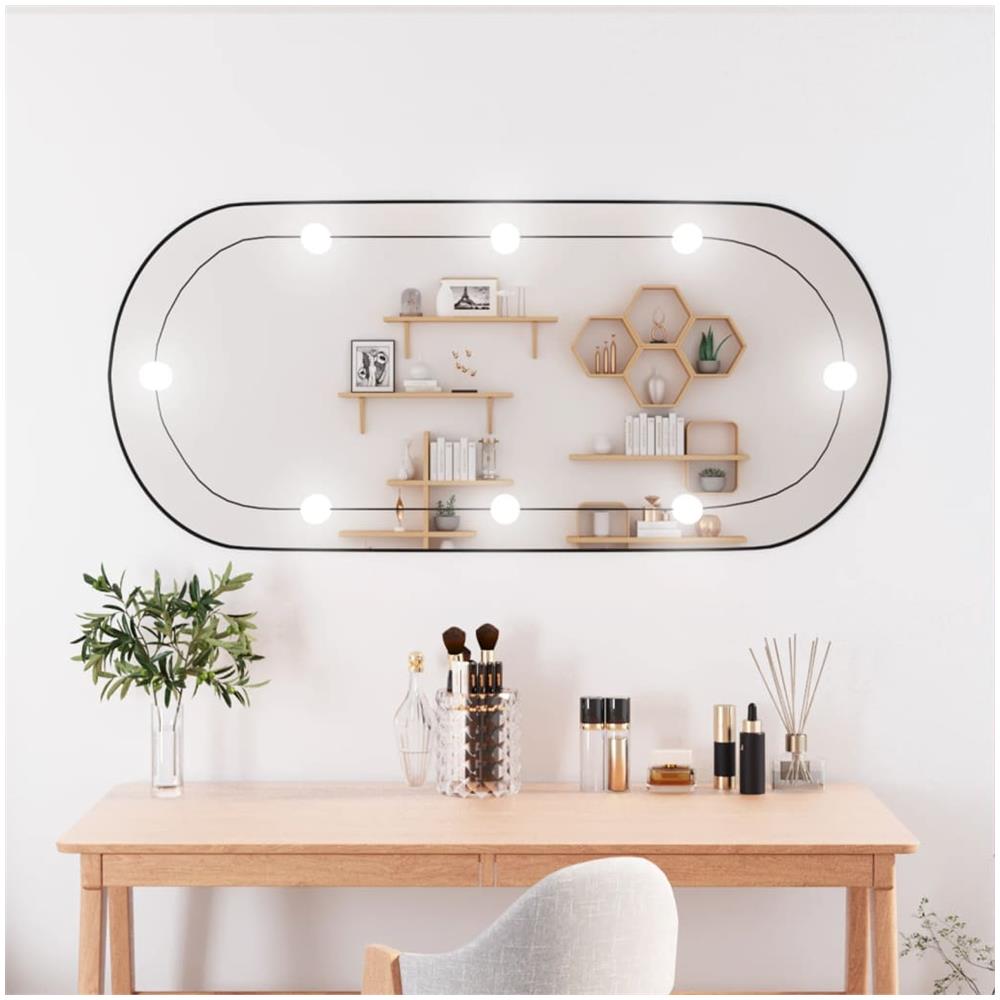 Specchio Da Parete Con Luci Led 45x100 Cm Vetro Ovale - Foto 1