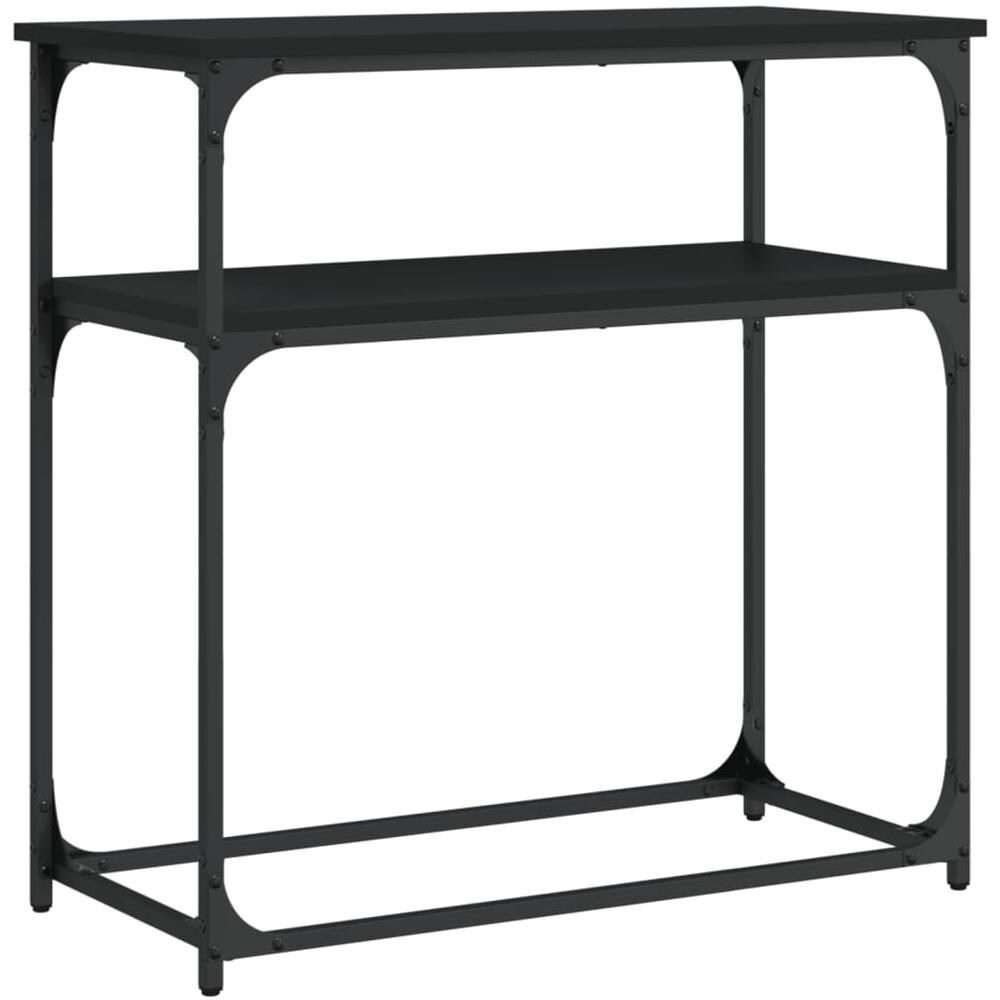 Tavolino Consolle Nero 75x35,5x75 Cm In Legno Multistrato - Foto 2