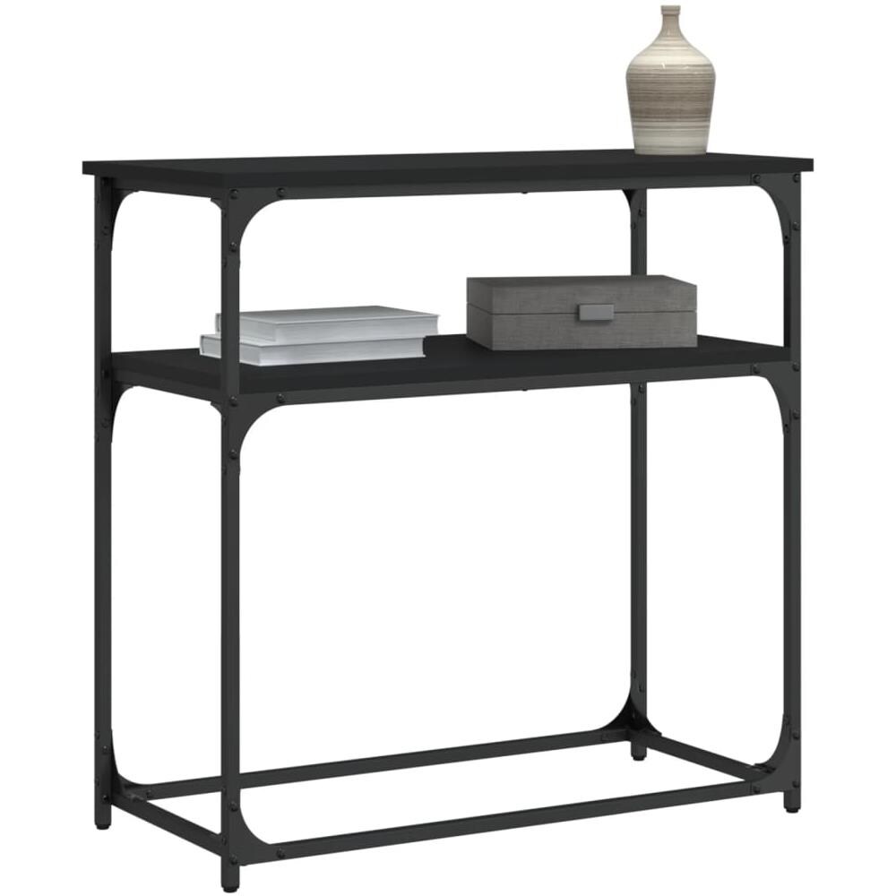 Tavolino Consolle Nero 75x35,5x75 Cm In Legno Multistrato - Foto 3