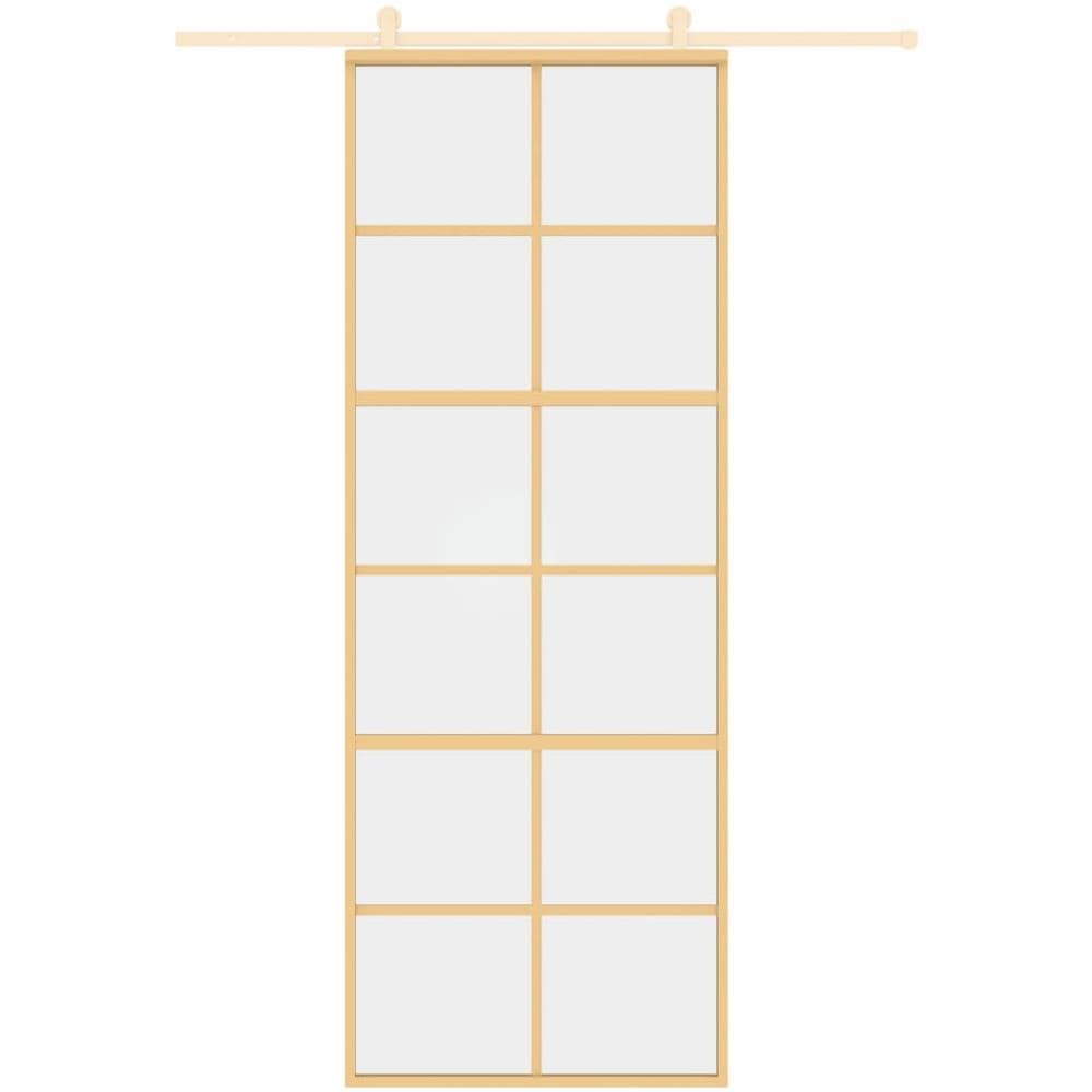 Porta Scorrevole Dorata 76x205 Vetro Trasparente Esg Alluminio - Foto 3