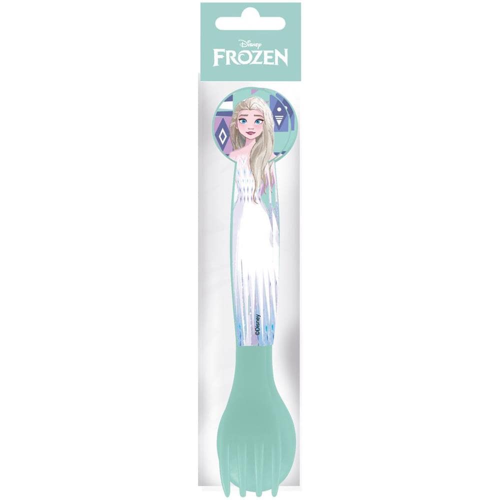 Disney Set 2 Posate Azzurre Per Bambini In Plastica Frozen Elsa E Anna Cucchiaio E Forchetta - Foto 1