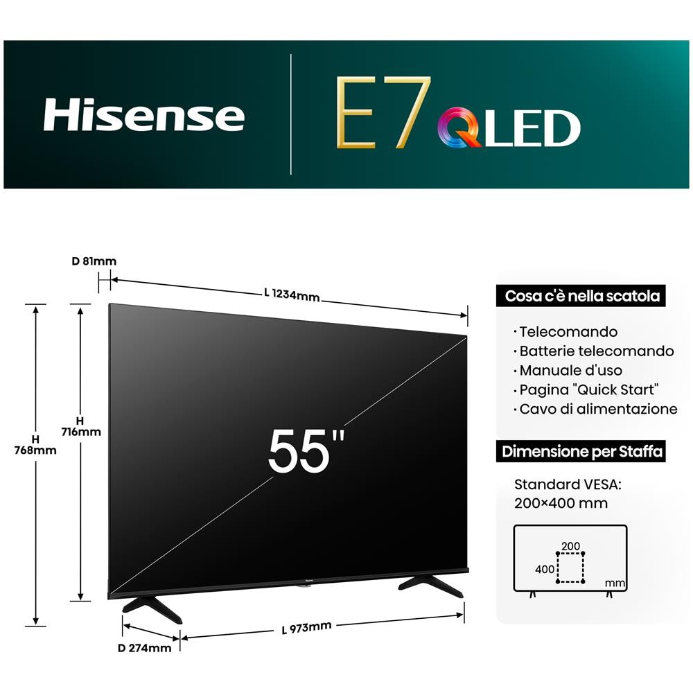 TV QLED 4K Ultra HD 55" 55E7NQ Smart TV VIDAA - Foto 9