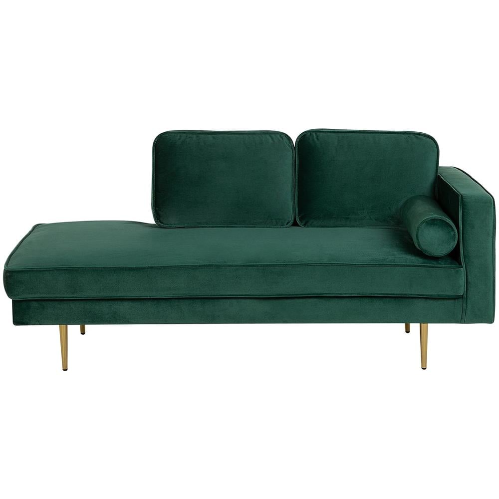 Chaise Longue In Velluto Verde Smeraldo Destra Miramas - Foto 1