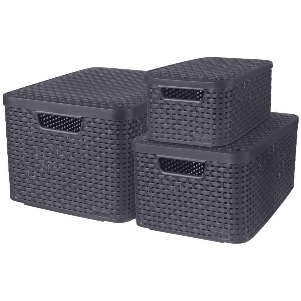 Scatole Con Coperchio Style 3 Pz Misure S+m+l Antracite - Foto 1