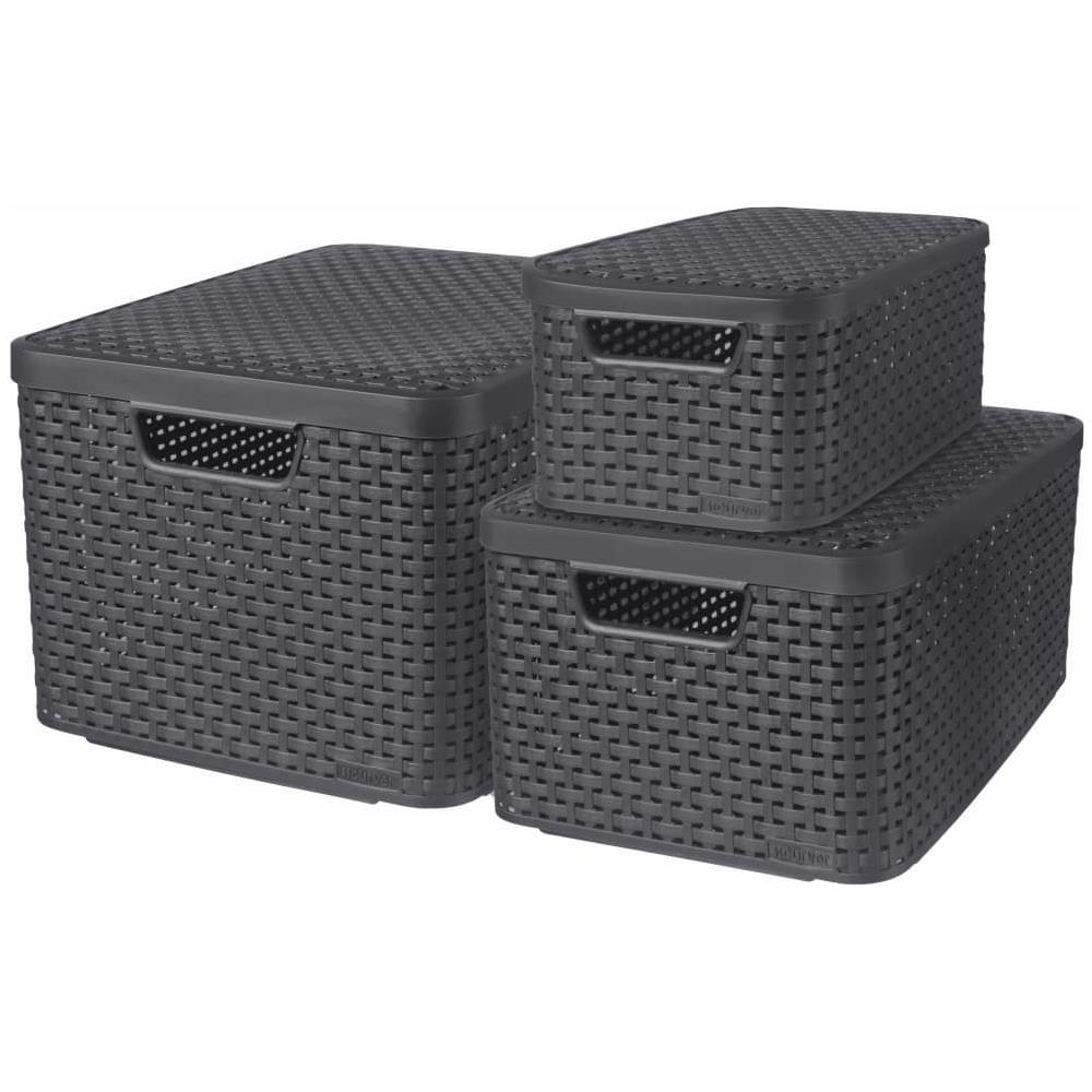Scatole Con Coperchio Style 3 Pz Misure S+m+l Antracite - Foto 2