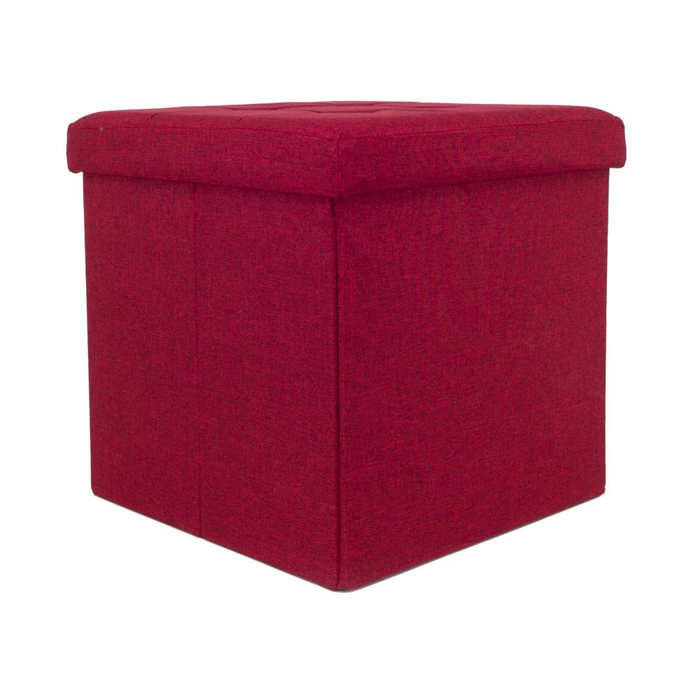 Pouf Contenitore Imbottito Pieghevole Modello Liner Colore Bordeaux - Foto 2