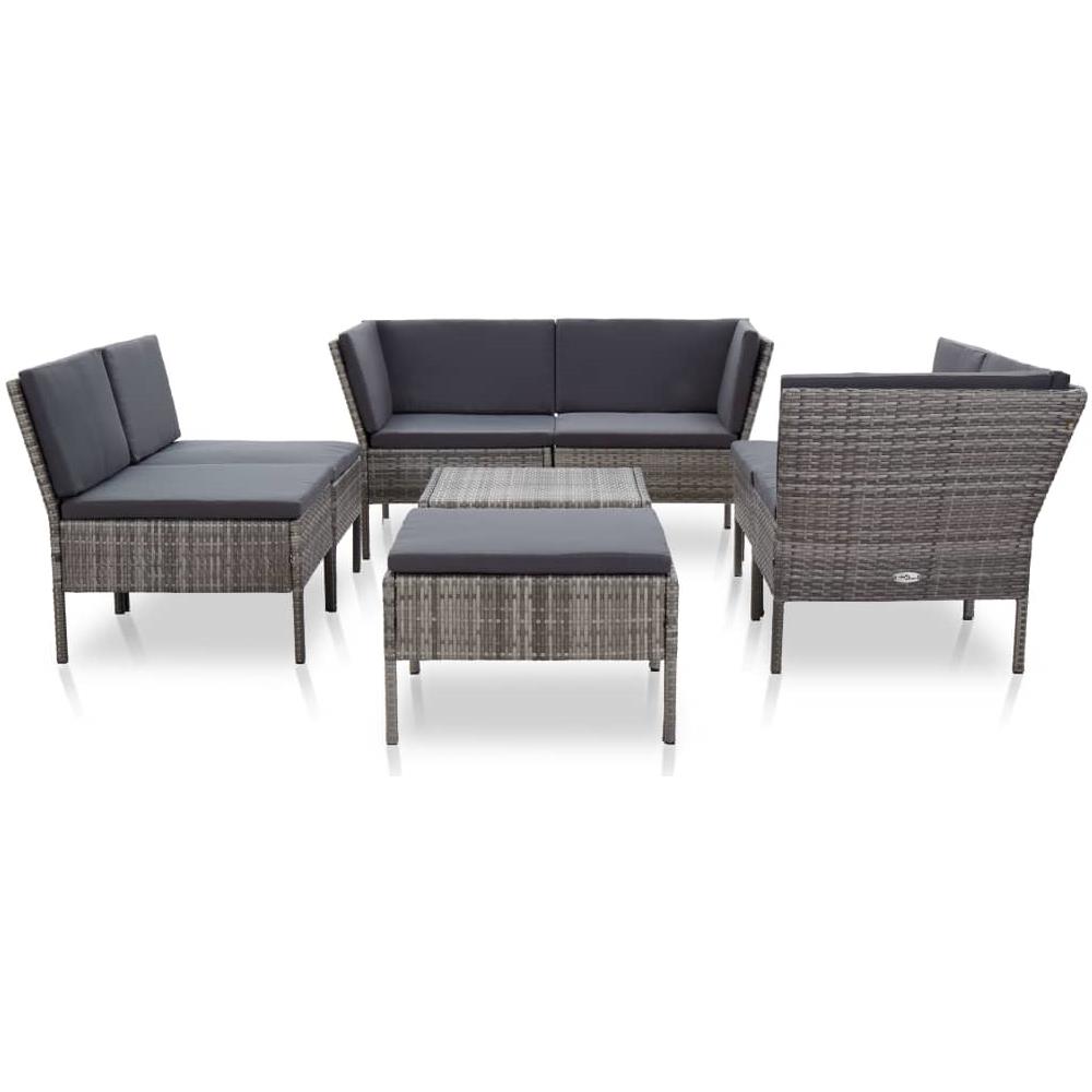 Set Divani Da Giardino 8 Pz Con Cuscini In Polyrattan Grigio - Foto 2