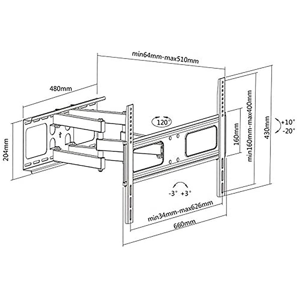 -plb3646 Supporto Tv Da Parete Inclinabile Girevole Adatto Per La Maggior Parte Schermi - Foto 2