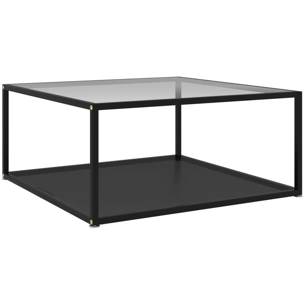 Tavolino Da T Trasparente E Nero 80x80x35cm In Vetro Temperato - Foto 1