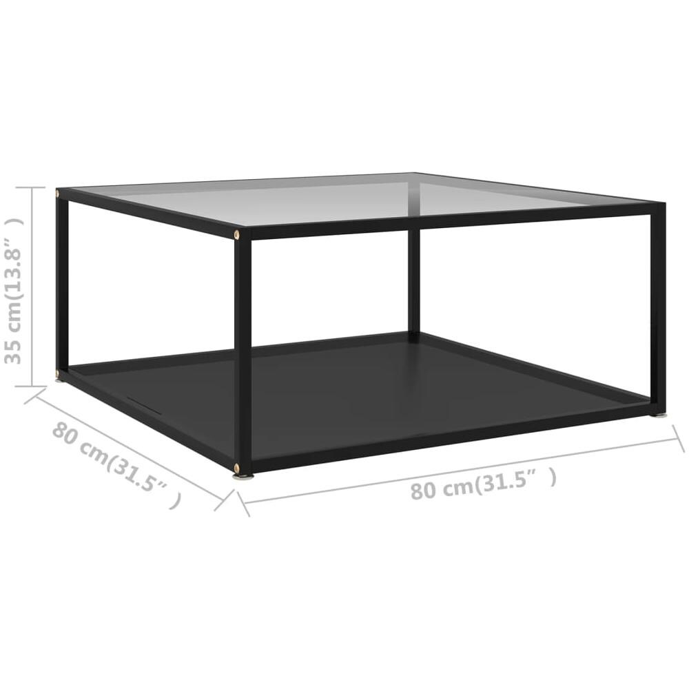 Tavolino Da T Trasparente E Nero 80x80x35cm In Vetro Temperato - Foto 5