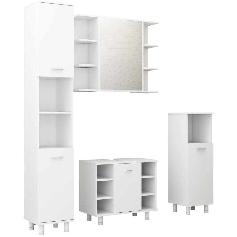 Set Mobili da Bagno 4 pz Bianco in Truciolato - Foto 2