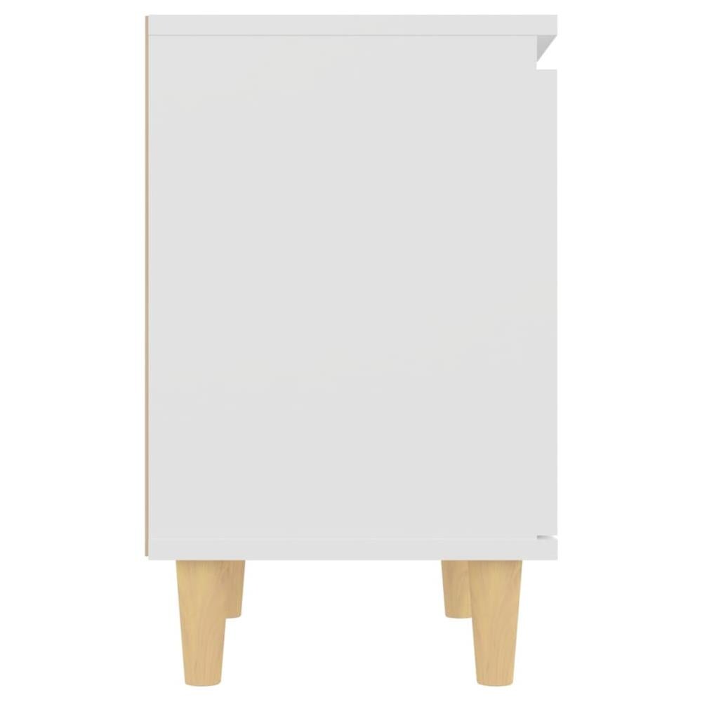 Comodini con Gambe in Legno Massello 2pz Bianchi 40x30x50 cm - Foto 8