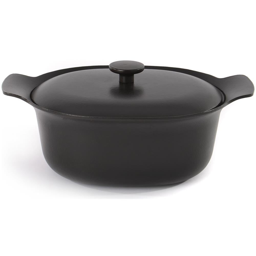 Tegame Ovale Con Coperchio Ghisa Nero 28x22cm - Ron - Foto 1