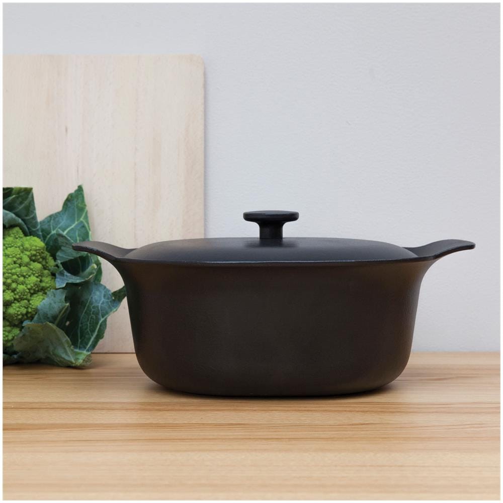 Tegame Ovale Con Coperchio Ghisa Nero 28x22cm - Ron - Foto 2