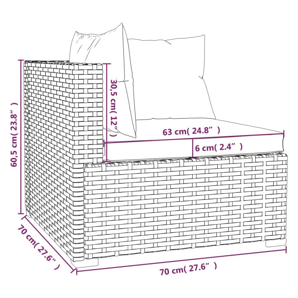 Set Divani Da Giardino 5 Pz Con Cuscini In Polyrattan Grigio - Foto 7