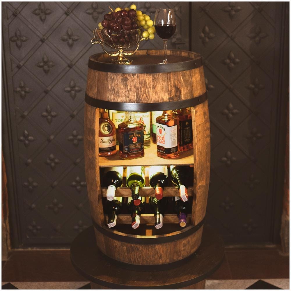 Scaffale Per Vino Con Luci A Led Rgb, Cantinetta In Legno, Barile In Legno, Da 80 Cm Di Altezza, Botte Di Vino, Scaffale Per Bottiglie Di Alcol, Portabottiglie In Legno (wenge) - Foto 2