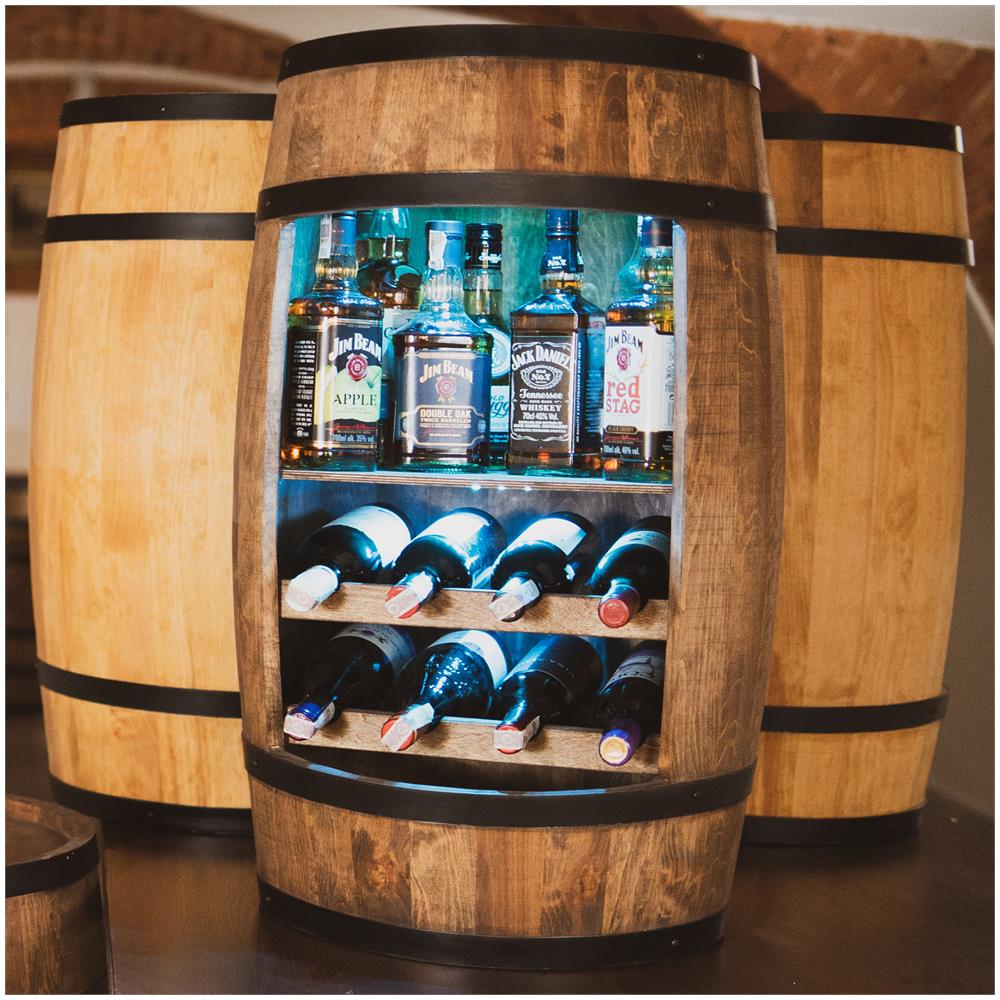Scaffale Per Vino Con Luci A Led Rgb, Cantinetta In Legno, Barile In Legno, Da 80 Cm Di Altezza, Botte Di Vino, Scaffale Per Bottiglie Di Alcol, Portabottiglie In Legno (wenge) - Foto 1