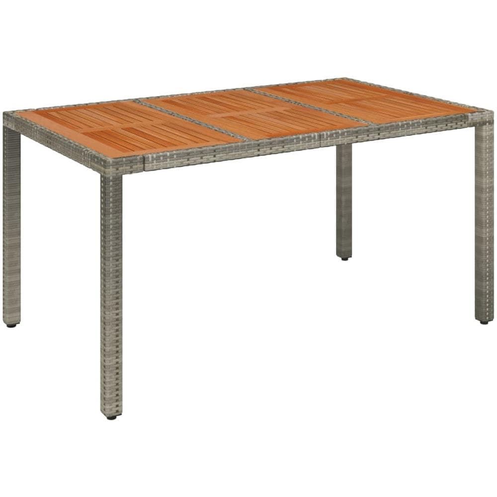 Tavolo Da Giardino Piano In Legno Grigio 150x90x75cm Polyrattan - Foto 2
