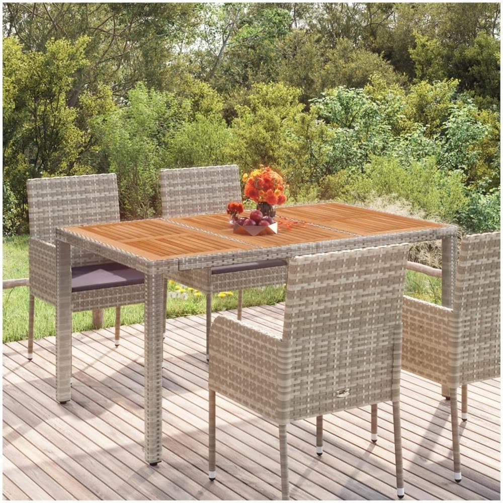 Tavolo Da Giardino Piano In Legno Grigio 150x90x75cm Polyrattan - Foto 1