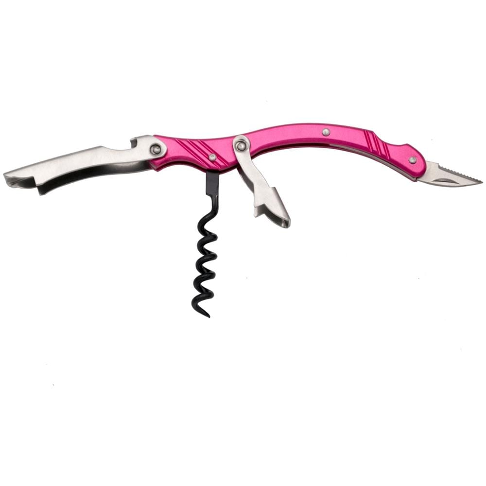 Cavatappi Doppio Salto Third 10098r Mango 10098r Mango In Alluminio Rifinito In Rosso, Incluso Apribottiglie E Rasoio. Con Copertura In Nylon. - Foto 1