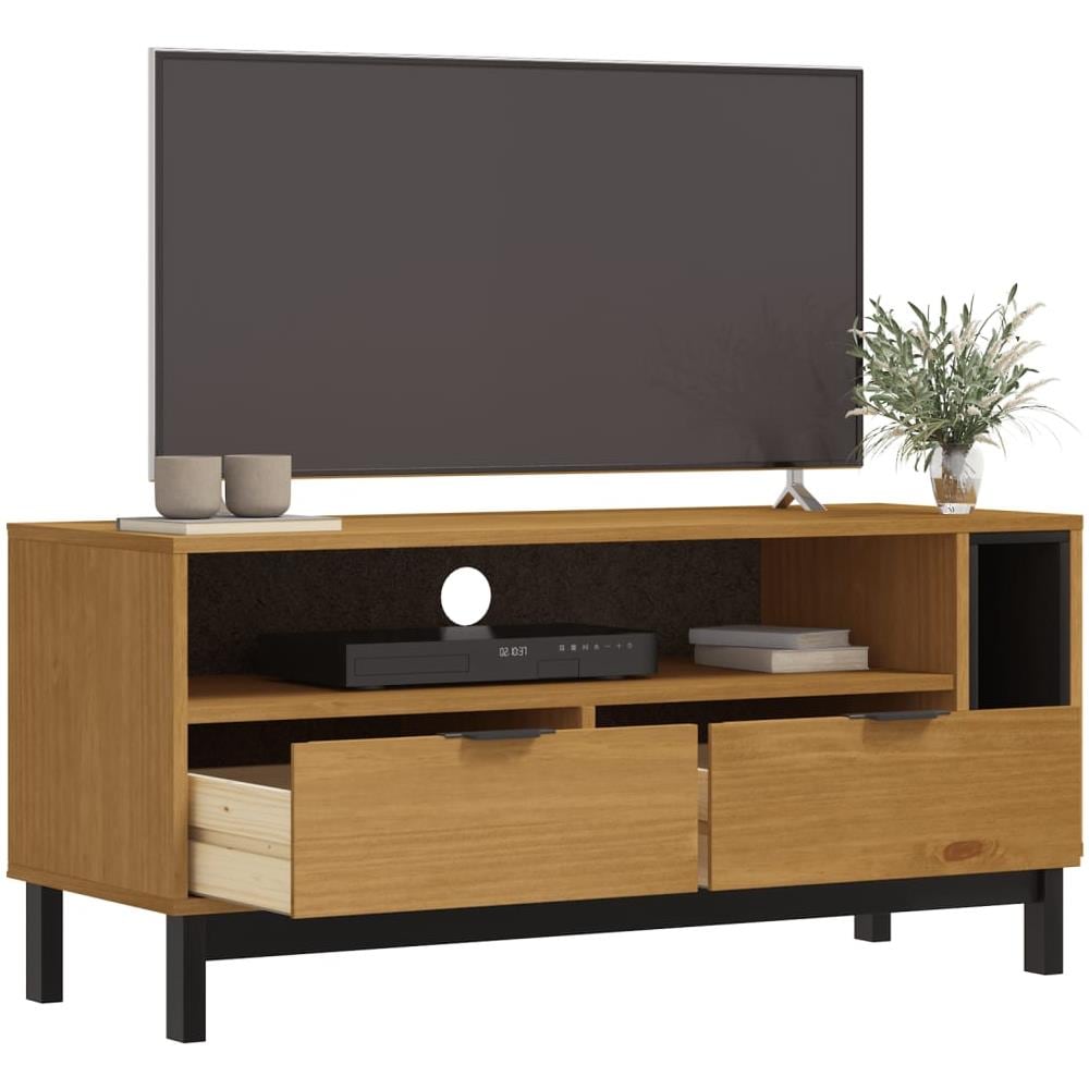 Mobile Tv Flam 110x40x50 Cm In Legno Massello Di Pino - Foto 3