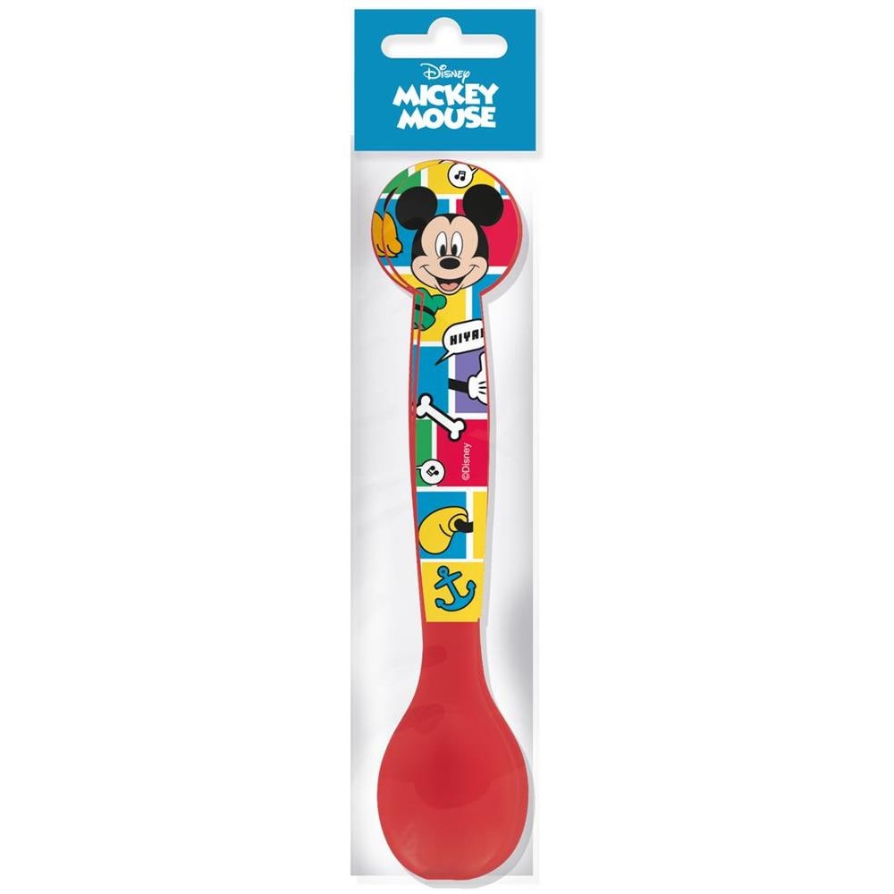 Disney Set 2 Posate Rosse Per Bambini In Plastica Mickey Mouse Topolino Forchetta E Cucchiaio - Foto 1