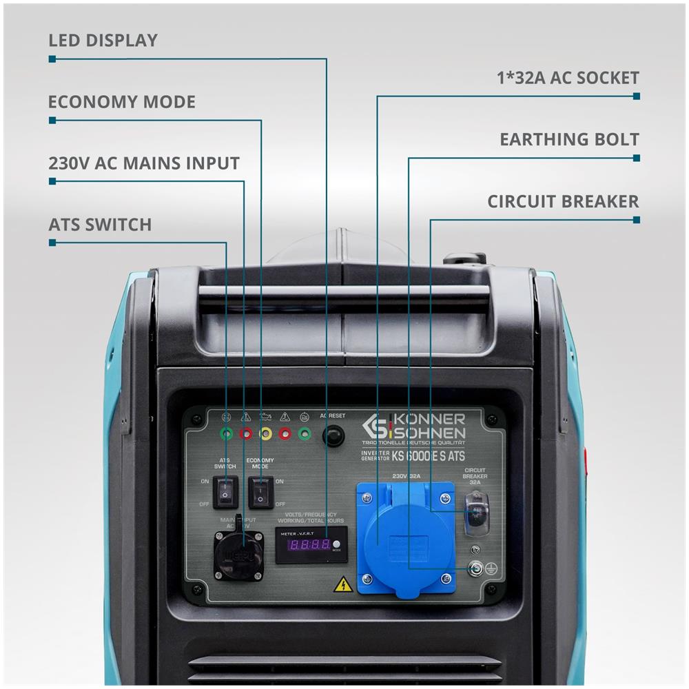 Generatore di inverter KS 6000iE S ATS Uso possibile solo per i consumatori individuali di elettricità Tensione, V 230 - Foto 1