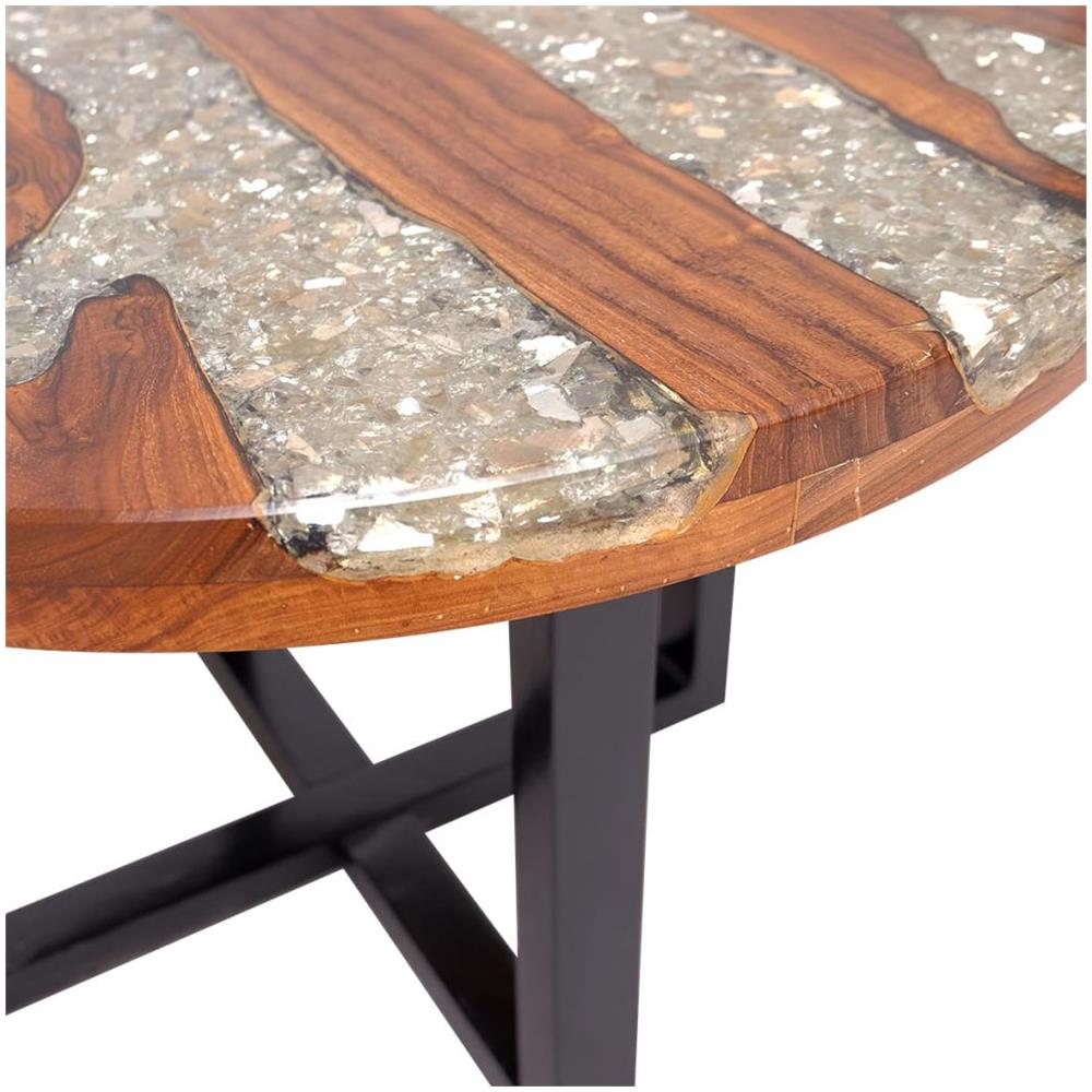 Tavolino Da Caffè In Legno Di Teak Solido E Resina 60 Cm - Foto 16
