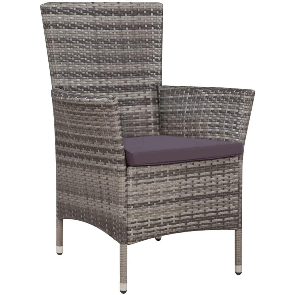 Sedia da Esterno con Sgabello e Cuscini in Polyrattan Grigio - Foto 2