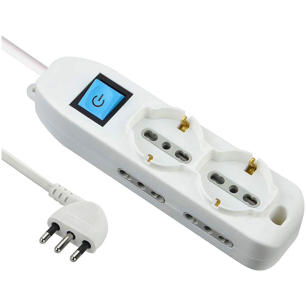 62049 Multipresa 6 Posti 2 Schuko E 4 Bivalenti 10/16a, Bianco, Cavo 3 Mt - Foto 1