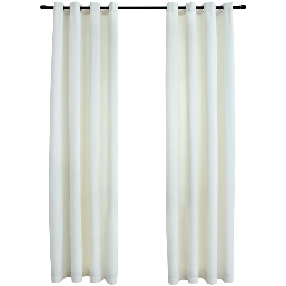 Tende Oscuranti Con Anelli 2 Pz Crema In Velluto 140x175 Cm - Foto 2
