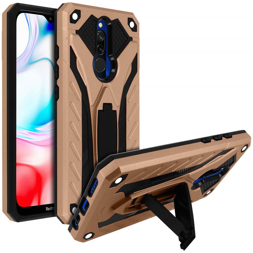 Cover Xiaomi Redmi 8 / 8a Protezione Doppia Antishock Funzione Supporto Rosa Gold - Foto 5